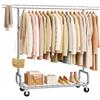 SONGMICS Stand Appendiabiti Resistente, Appendiabiti da Terra con Barra Singola Regolabile, (107,6-149,8) x 47,5 x (144,2-164,2) cm, 1 Pezzo, per Camera da Letto, Argento Pataye HSR014E01