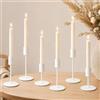 Gyism Set di 6 portacandele in metallo, 16/14/8,5 cm, 3 diverse altezze, per matrimonio, decorazione da tavolo, decorazione per camino e cene (bianco)