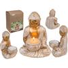 Out of the blue Statuetta decorativa Buddha, con porta candeline, ca. 10 x 8,5 x 14 cm, in poliresina, in confezione regalo