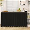 Odot Tenda per Mobile Sottolavello Cucina, Tende Corta Sotto Il Lavandino Cotone e Lino Tinta Unita Autoadesiva Fibbia in Nylon per Antipolvere Ombreggiatura (Nero,W 120cm H 80cm)