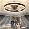 YUNZI Ventilatore da soffitto con Luce e Telecomando, LED 60W Dimmerabile Lampada da soffitto Moderno Ventilatori a soffitto per Soggiorno Camera da Letto Illuminazione, 6 velocità, Marrone, 50CM