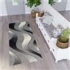 TAPISO Dream Tappeto Runner Passatoia per Corridoio Cucina Ufficio Entrata Ingresso Sala Design Moderno Motivo Geometrico Astratto Onde tonalità di Grigio Crema Pelo Corto 80 x 220 cm