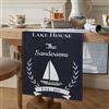 Serento Runner Tavola Moderno Runner da Tavola Grigio Blu Strisce Decor Runner Tavola Nautico Barche Vela Runner Tavola Lino Lavabile per Interni Esterni Sala Pranzo Agriturismo Matrimoni Picnic Feste 40x140