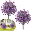 Fairblo 2 Pezzi Bossi Finto Esterno 60 cm Bosso Artificiale con Picchetto Piante Finte Arte Topiaria Alberi Arbusti e Cespugli Finti Resistenti ai Raggi UV per Balcone Terrazza Giardino Deco, Viola