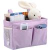 IGNPION Cestini portaoggetti in tela da appendere al letto con tasche - Nastro regolabile, organizer multiuso da appendere per letto da dormitorio, casa, ufficio, scuola, dormitorio, ospedale, viola