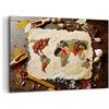 ARTTOR Stampe da Parete 100x70 cm Quadro su Tela Cucina Mappa del Mondo - 2832