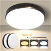 OOWOLF Confezione da 2 Plafoniere LED Soffitto 24W 23CM, 3 Toni Luce Regolabili ((3000K/4000K/5000K)) — Moderna Luce Tonda per Bagno, Cucina, Cameretta, Ingresso