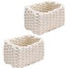 Zbozzba Cestino portaoggetti,Cestino bagno,Dimensioni: 19x15x12 cm, 2 Pezzi, Bianco | Ideale per riporre articoli da toeletta, calzini e prodotti per la cura della pelle in bagno, nell'armadio e sulla toeletta