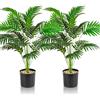 Lighterday Set di 2 piante artificiali per interni, 90 cm, albero decorativo, in plastica, per ufficio, casa, interni ed esterni (2 vasi di palma artificiale)