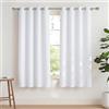 PONY DANCE Tende 100% Oscuranti Bianche per Interni Tende Corte Termiche Isolanti per Camera da Letto con Anelli Curtains per Finestre Piccole 2 Pezzi L140 x A175 CM