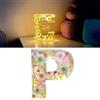 Generico Lettere in Resina con Fiori Dentro,Lettera in Resina con Fiori,Lampada Personalizzata,Lettere con Fiori pressati con Luce LED, Lettere Luminose Personalizzate per casa, Festa, Natale (P)