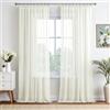 EMEMA - Set di 2 tende con fascia increspata, tenda trasparente in voile unica trasparenta per soggiorno e camera da letto, ariosa, decorativa, 280 x 140 cm (altezza x larghezza), colore avorio