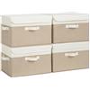GRANNY SAYS Scatole Rigide per Armadio, 40 x 26 x 25,5 cm, Bianco&Kaki | Set di 4 Scatole per Armadio in Tessuto, Scatole Portaoggetti con Coperchio per Scaffali, Organizzatori per Vestiti