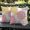 Ardjxue 2 Pezzi Impermeabile Esterno Fodere Cuscino 50x50cm Rosa e Gialli Motivo Dalia Cuscini Double-Face Modern Decorazioni Primavera Estate per Divano Patio Giardino Panca Soggiorno