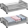 Crynvor 2 Pezzi Contenitori Sottoletto, Contenitore Sottoletto con Ruote, Scatole per Letto Contenitore, Organizer Sotto Letto, Contenitore Vestiti Telaio in Metallo per Asciugamani, Vestiti(Grigio)