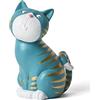 SEINHIJO Gatto Scultura Statua Moderna Statuetta Decorazione Animale Figurina Regali Casa Ornamento Soprammobili Resina Arte Blu 17cm