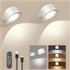 Yulado Lampada Da Parete Senza Fili Led 2 Pezzi Con Telecomando, Porta Usb Ricaricabile, 3 Temperature Di Illuminazione, Rotazione A 360°