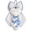 ZAIRISE Fiocco Nascita Personalizzato con Nome, 52x35 cm (Pois-Bianco-Righe-Celeste)