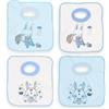 Ti TIN Set di 4 Bavaglini Impermeabili con Colletto a Maglietta - 100% Poliestere Microfibra e Rivestimento in Vinile | Per Bambini di 6-18 Mesi | Colore Celeste | Lavabile in Lavatrice | Asili Nido