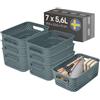 SmartStore Essence Cesto contenitore medio con manici 7x 5,6 L Grigio | Scatola organizzatore in plastica riciclata per bagno, lavanderia, cucina, garanzia di 10 anni, 29,5x20,5x12 cm