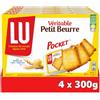 Lu - Vero Burro Pocket - Sacchetti singoli - 4 x 300 g | 4 Scatole da 12 bustine da 3 biscotti | Ricetta dal buon gusto di burro | Ideale per gustare, snack o piccolo dej