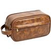 LIANHTAI Beauty case da uomo, pochette da viaggio media in PU con doppia cerniera | In pelle PU, con doppia cerniera e scomparti per rasoio, spazzolino e prodotti da toilette. Per viaggi e uso quotidiano
