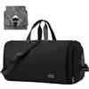 Outplea 47L Borsa da Viaggio Pieghevole Uomo Donna, Borsa Porta Abiti Grande con Scomparto per Scarpe, Borse Sportivo Multitasche con Tracolla per Fine Settimana, Nero