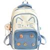 Generico Zaino Kawaii Ita,Zainetto Adorabile Con Motivo A Gatti E Finestra Trasparente Per Esporre Le Spille, Completo Di Ciondolo In Peluche E 5 Spille. (Blu)