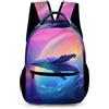 WECECE Zaino Scolastico Whale Motif Ragazzi 6-12 Anni Zaino Scuola Marine Life Ragazze Classe 1-3 Daypack Spallacci Regolabili Tasca Frontale Tasche Laterali Gita Viaggio Quotidiano