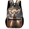 WECECE Zaino Scolastico Llama per Ragazzi Classe 1-2 Zaino Scuola Animal Alpaca Ragazze 7-11 Anni Bookbag Leggero con Tasche Laterali Quaderni Bottiglia Ombrello Uso Giornaliero Viaggio