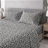 Ruggeri Completo Letto Matrimoniale, Microfibra, Floreale Grigio Bicolor | Set Lenzuola Alta Qualità Certificato Oeko-Tex, Lenzuolo con Angoli 170x200 cm, Lenzuolo Piatto 240x280 cm, 2 Federe 50x80 cm