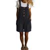 Onsoyours Salopette Corta in Lino Donna Senza Maniche Tuta Intera Jumpsuit Stile Casual per Tempo Libero e Lavoro A Nero M