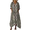 Generico Vestito Donna Elegante con Taschen Abito Estivo Boho Chic Vestito Lungo Cerimonia Caftano Copricostume Mare Maxi Abito Fluido Leggero Traspirante Taglie Forti Vacanza Casual (A35,L)