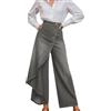 Générique Pantaloni larghi da donna con orlo asimmetrico smerlato casual e alla moda taglio ampio a vita alta pantaloni da lavoro con patta abbottonata primavera ed estate ufficio gonna chic ed