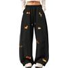 Generico Pantaloni Donna Estivi Cotone Leggeri Comodi con Stampa Cane Bassotto Pantaloni Larghi Allentati Allenamento da Uomo a Gamba Larga con Tasche Vita Alta Estate Spiaggia Casual Eleganti Motivo Laterale