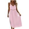 Generico Vestito Donna Estivo Cotone Abito Lungo Scollo a V Casual Vestiti Senza Maniche Abiti Lunghi Cotton Comodo Da Spiaggia Tinta Unita Morbido e Traspiranti Mare E Vacanze Estive Spiaggia Tutte Occasioni
