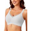 Generic Arisefrom - Reggiseno in pizzo a V, senza cuciture, senza ferretto, senza ferretto, senza ferretto, traspirante, senza ferretto, bianco, XL