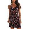 JFAN Copricostume Donna Mare Vestito Senza Maniche Bikini Cover Up Abito da Spiaggia Tropical Causal,Nero Stampa Floreale XL