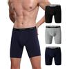 INNERSY Boxer lunghi da uomo mutande uomo cotone boxer stile retrò anti-sfregamento trunks confezione da 3, S