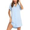 Leikar Camicia da Notte Premaman da Donna Pigiama per Allattamento a Maniche Lunghe, Camicia da Notte a Maniche Corte, Blu Chiaro, L