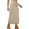 FaroLy Gonna Donna Y2K Denim Cargo Gonna Lunga di Linea con Coulisse Regolabile e Tasca con Patta, con Tasca (Color : Beige, Size : L)