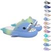 WIWIDANG Shark Swell Chanclas, Sharky Chanclas, Ciabatte Squalo Estive Open Toe Donna Uomo Pantofole da bagno Comode Sandali da Doccia Antiscivolo (Blue&yellow&green, 36/37 EU)