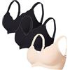 Cocila Reggiseno Senza Ferretto Donna Reggiseni Senza Cuciture Comfort Bralett Push Up Imbottito Comodo Everyday Bra Senza Imbottitura Pacco da 2/3 per Tutti i Giorni Grey L