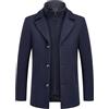 KUDMOL - Cappotto da uomo in lana per l'inverno, caldo, trench coat classico, parka, pardessus, caban, slim fit, business, duffle-coats, antivento, con risvolti, overcoat, blu marino, XL