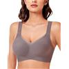 Generic Arisefrom - Reggiseno in pizzo a V, senza cuciture, senza ferretto, senza ferretto, senza ferretto, traspirante, senza ferretto, grigio, XL