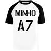 Hopestly Minho - A7 Text Maglietta da Baseball Unisex da Donna Uomo Bianca Girocollo Maniche Corte Cotone Organico Tee T-Shirt Unisex White