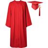 GraduatePro Toga Laurea con Cappello con Ciondolo 2026 Donna Uomo Costume università Scuola Superiore Dottorato Master Rosso 48=S