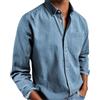 Generico Mens Solid Oxford Shirt Long Sleeve Button Down Shirts with Pocket,Casual Basic Collar Dress Shirt,Untucked Regular Fit Shirt (IT, Testo, L, Regular, Regular, Blue)