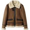 DLLDLGG Giacca Invernale in Finta Pelle da Donna, Cappotto Invernale in Pelle da Aviatore in Montone con Colletto in Pelliccia Sintetica