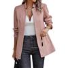 FM2018XSL Giacca da Ufficio a Maniche Lunghe da Donna Casual Blazer da Donna con Tasche Elegante Cappotto con Colletto Ritagliato(XS=Taglia S,Rosa)